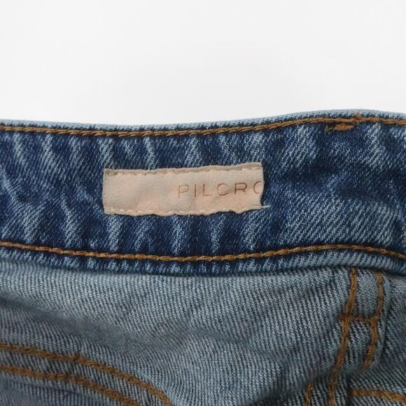 Pilcro Jeans Womens 31 Blue Flare Distressed Knee Stretch Denim Urban Outfitters - Picture 10 of 16